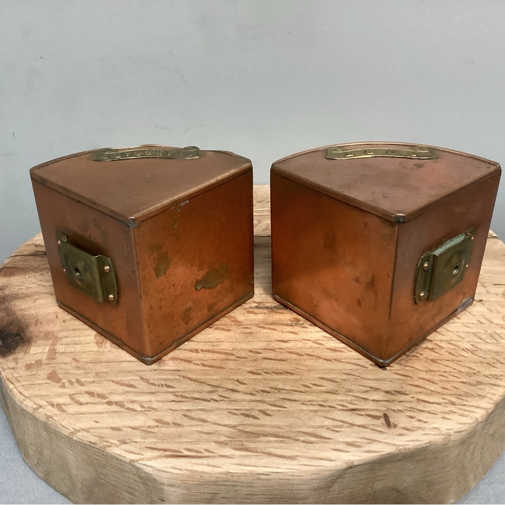 🟠 Vintage - Antique ? Copper Brass & Glass Crafted Nautical Boat Lanterns Rare - Picture 4 of 16
